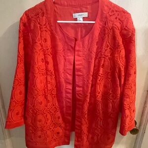 CJ Banks Plus size 2X Women’s coral and lace jacket! So cute!